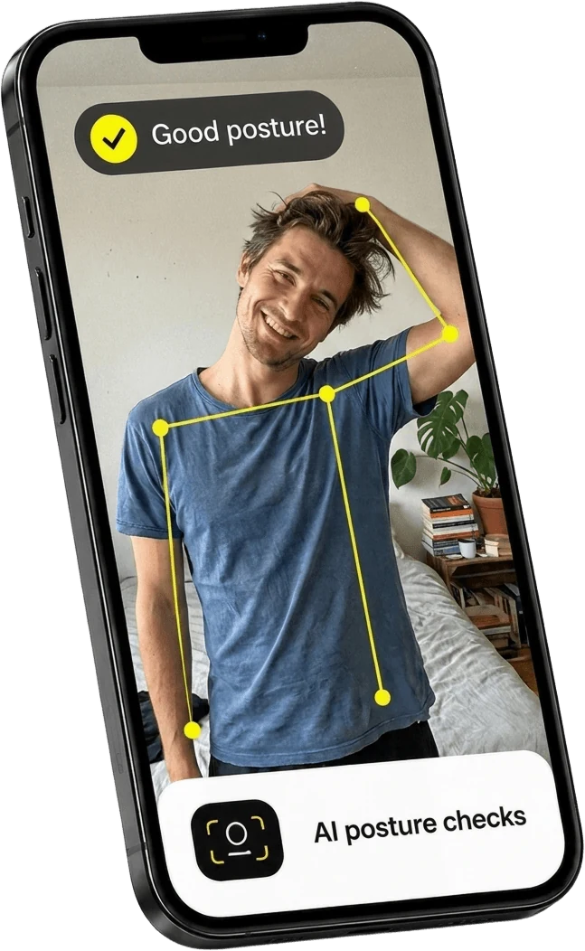 The Doomercise app confirming a good posture during a neck stretch